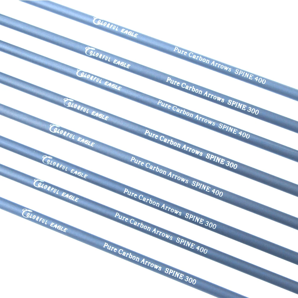 28/30/31 Inch Spine 300 400 Pure Carbon Arrow with Green and White Color for Recurve Compound Bow Archery Hunting
