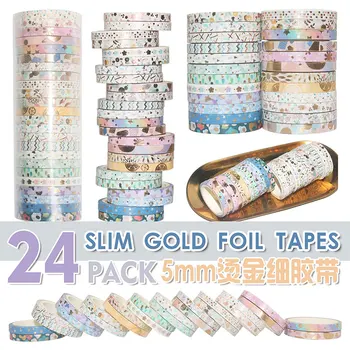 

24pcs/pack Multi-color foil Washi Tape Scrapbooking Decorative Adhesive Tapes Paper Japanese Stationery Slim washi tape set