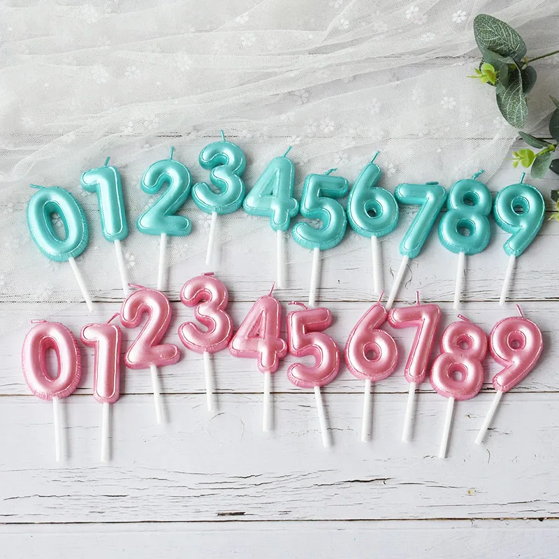 

1 Pcs New Birthday Balloon Candle Pink Blue Candle Birthday Cake Decoration 0-9 Number Candle Kids Favors Birthday Party Decor