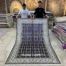 YILONG 5'x8' персидский шелковый ковер ручной работы Синий ручной работы изысканный цветочный ковер(HF325B