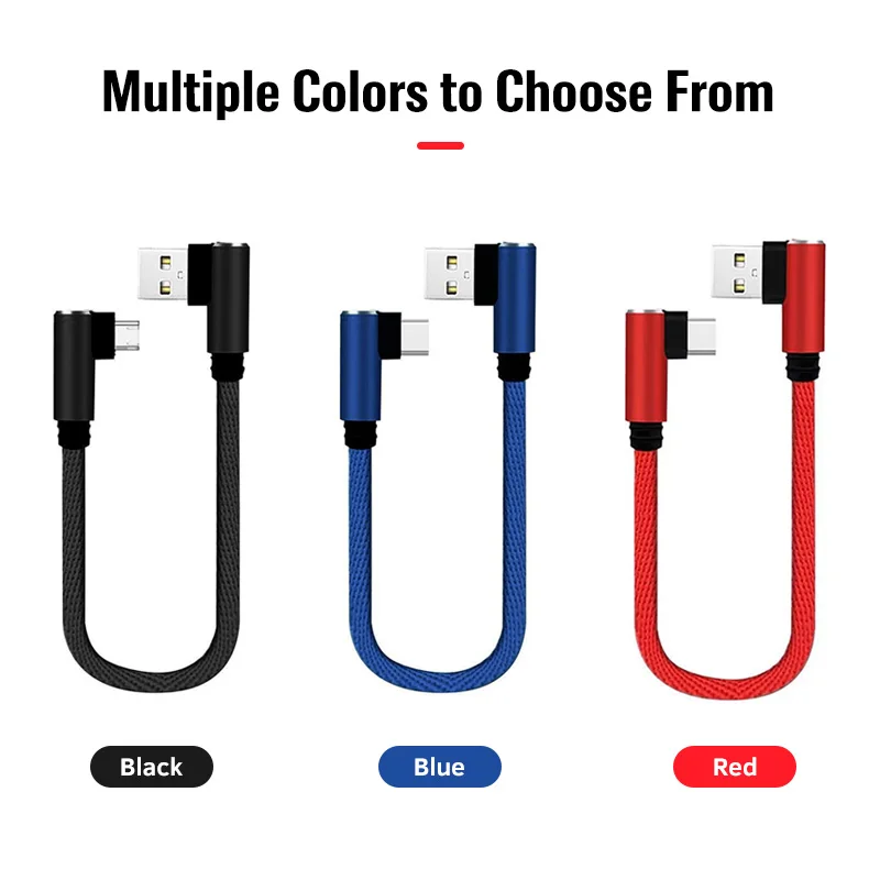 0.25M Type C USB Micro Cable Fast Charging Data Cord 90 Degree Short Portable Mini Cable Charge for Power Bank MobilePhone Wire iphone usb cable