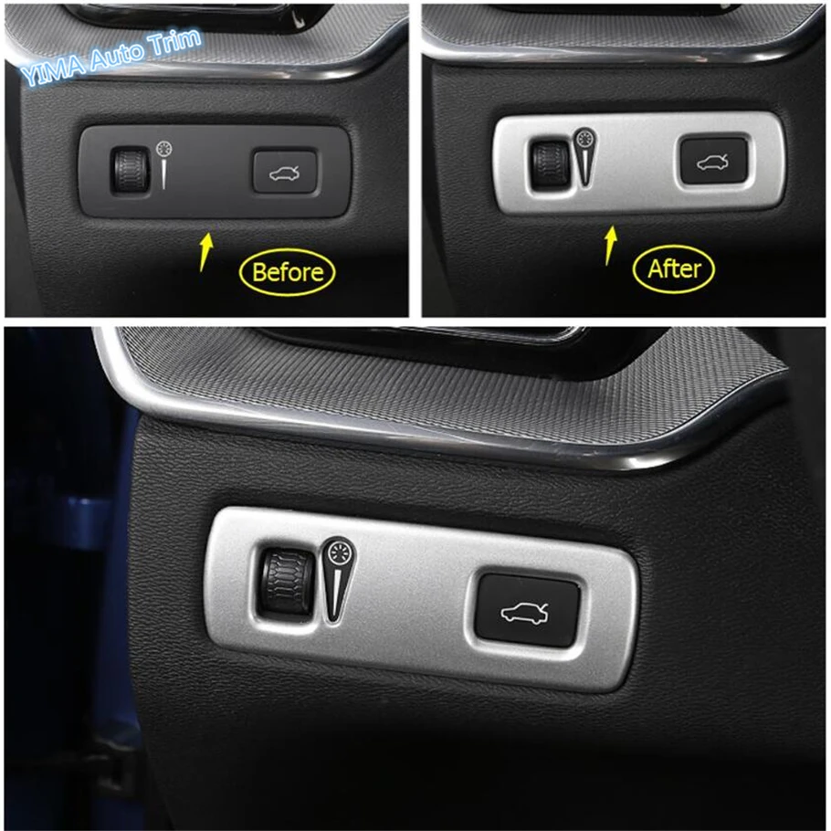 

Lapetus Auto Styling Head Lights / Fog Lamp Switch Button Frame Cover Trim Fit For VOLVO XC40 2018 - 2020 Matte Carbon Fiber ABS