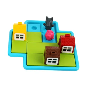 

For Children Entertainment Cartoon Developing Jigsaw Home Piggies Wolf Safe Learning IQ Training Board Game Educational Toy