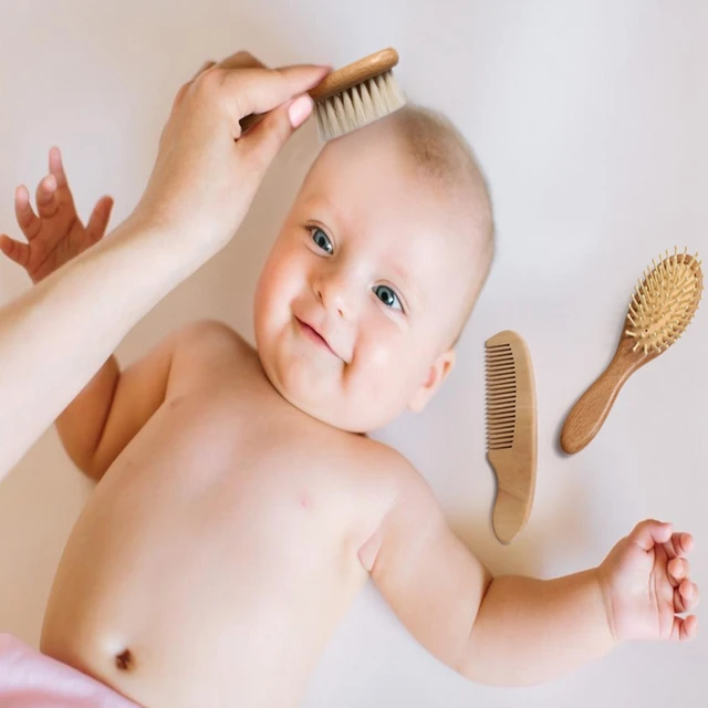 2 pièces bébé brosse à cheveux enfant en bas âge laine naturelle brosse à cheveux  bébé peigne pour bébé enfants 