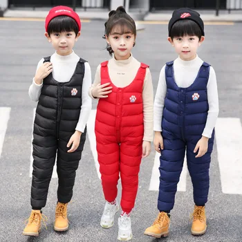 

2020 New Style Children's down Cotton-Padded Trousers Boys Wear Open Jumpsuit Girls Thicken Baby Overall