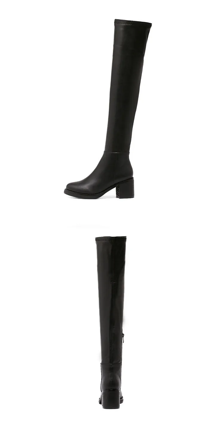 COWCOM Autumn Winter Over-the-knee Boots Thick Elastic Boots Thick With High Boots Women's Boots JXQ