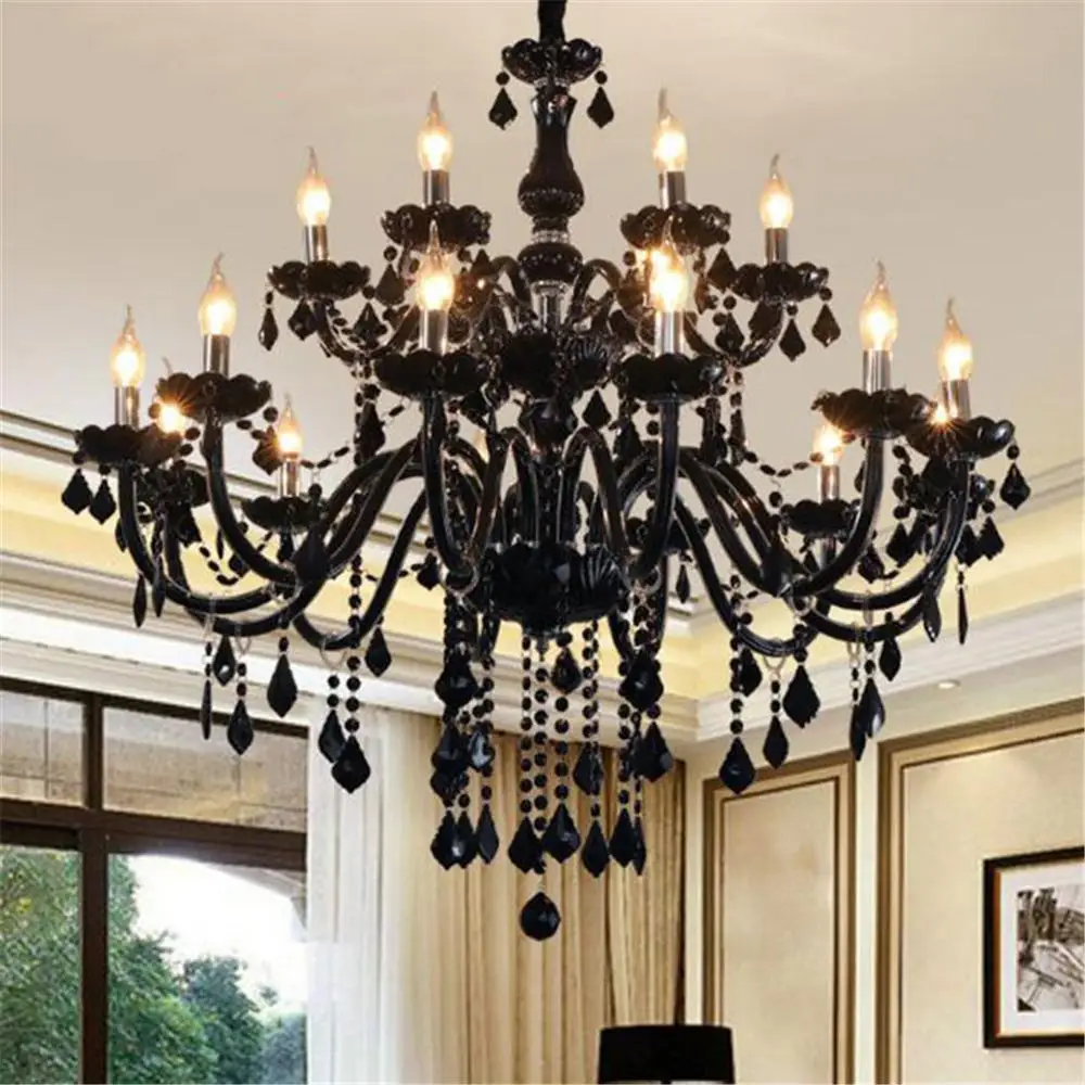 

Modern Crystal Chandelier Living Room lustres de cristal Decoration Black Pendants and Chandeliers Home Lighting Indoor Lamp