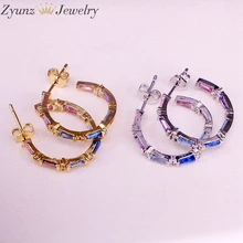 5 пар, Радуга CZ цирконий микро проложить серьги-гвоздики модные очаровательные ювелирные изделия bling CZ кубический цирконий круглые украшения