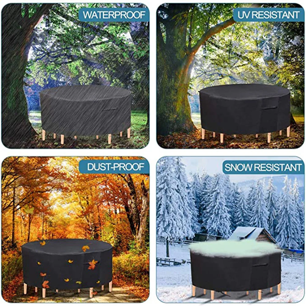 Multi-Size Outdoor Garden Furniture Round Cover Waterproof UV-Proof Garden Round Table Chair Dining Table Chair Protective Cover patio furniture cover