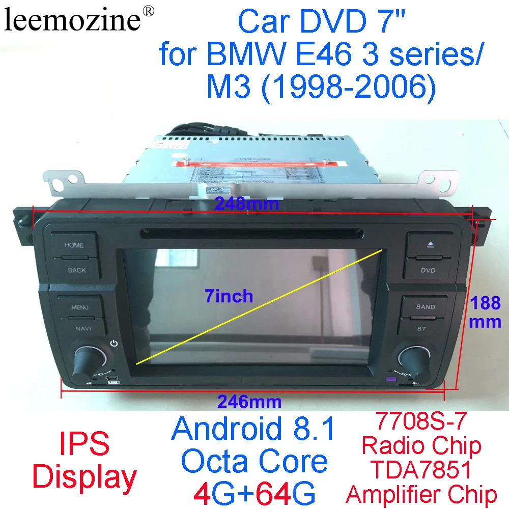 Android 8 1 Восьмиядерный 4G RAM 64G ROM GPS Navi 7 &quotIPS автомобильный dvd плеер для BMW E46 старая 3