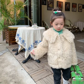 

Baby Girl Winter Lamb Velvet Jacket 2020 Winter New Cashmere Fur Coat Toddler Sweet and Lovely Girl Fashion Warm Coat