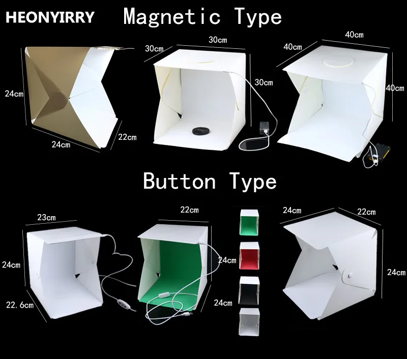 Portable Folding Studio Diffuse Soft Box With LED Light Black White Photography Background Photo Studio box photo