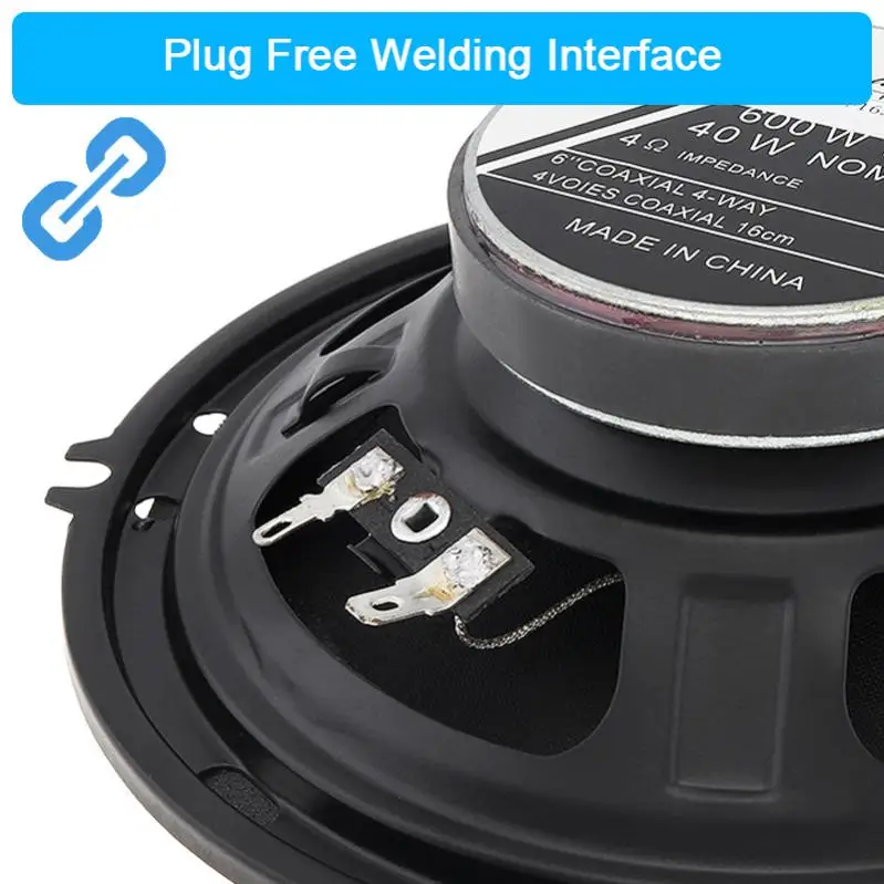 2pcs 600W 6 Inch Universal Car Coaxial Speakers Audio Stereo Full Range Frequency HiFi for Car Auto Loudspeakers