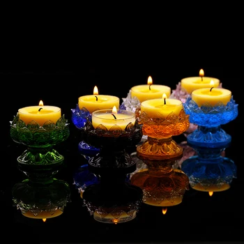 

Creative Simple Clear Candle Holder Glass Table Romantic Lotus Lamp Centerpieces Kaarsenhouder Lantern Home Decoration KK60ZT