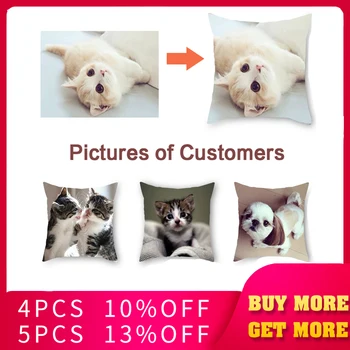

Fuwatacchi Animal Child Personal Customize Cushion Cover Customization Throw Pillow Cover Linen Pillowcase Print Photo 60cm*60cm