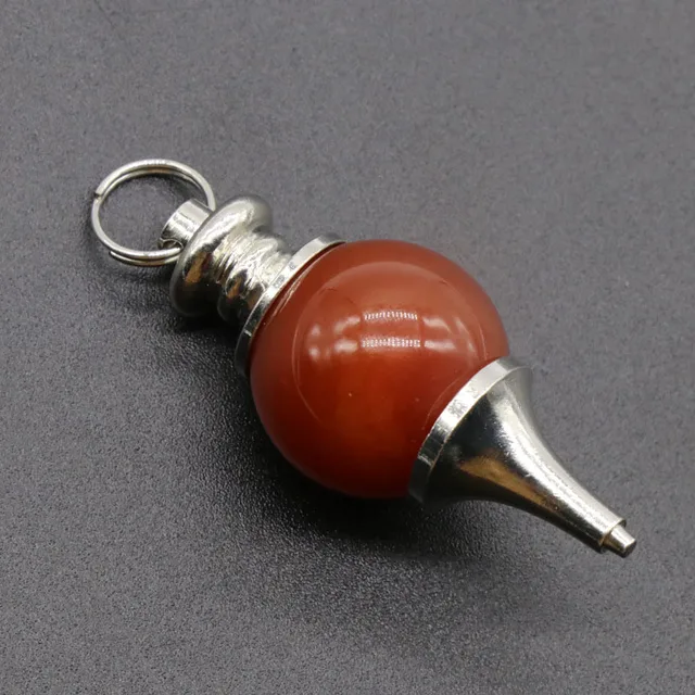 1pc Natural Stone Crystal Red Agate Lapis Lazuli Amethyst Circular Cone Charm Fortune-telling Pendulum Dowsing Divination Red agate