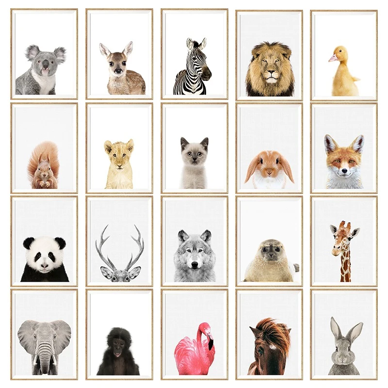 

Animals Koala Kids Room Wall Art Canvas Painting Elephant Nordic Poster Rabbit Bear Wall Pictures For Living Room Fox Unframed