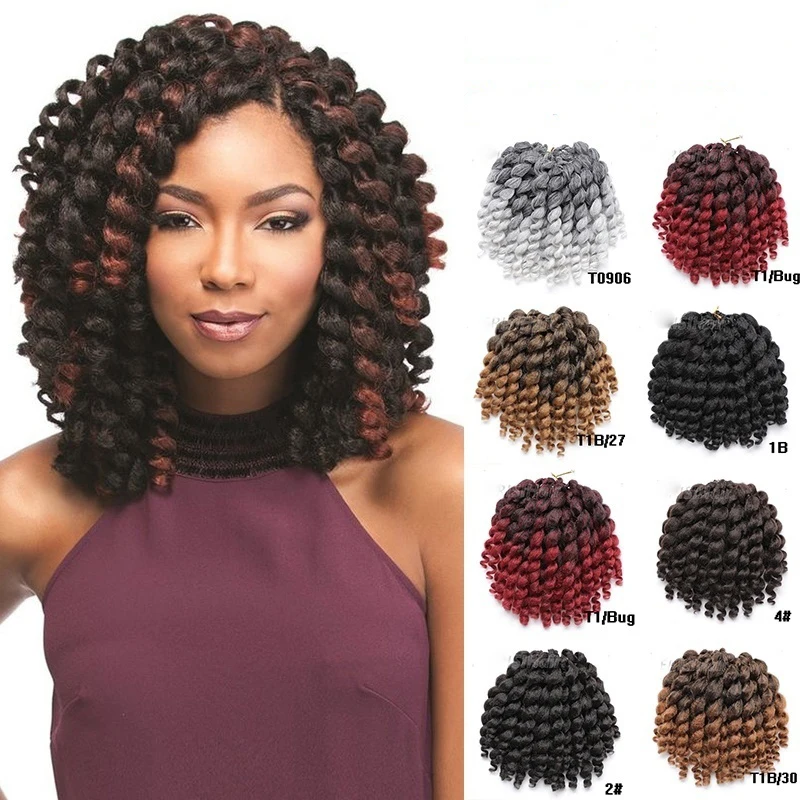 8 дюймов 20 корней Jumpy Wand Curl Twist синтетические вязанные косы ямайский прыжок крючком плетение волос для черных женщин