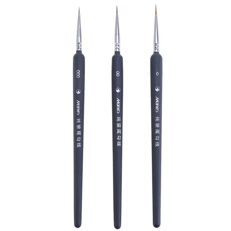 3pcs Wolf Hair Brushes Set for Detail Art Painting Miniatures Acrylic Watercolor Oil Gouache Paint Brush Pen