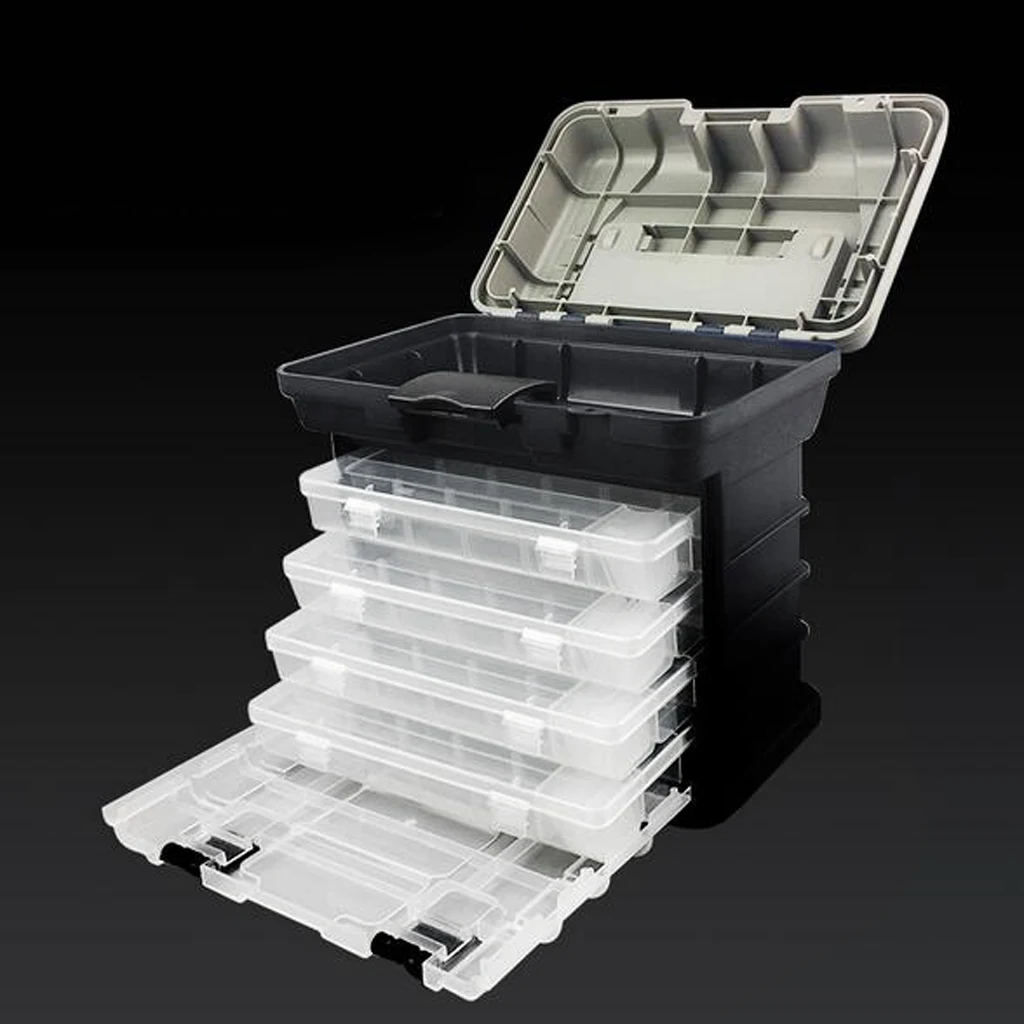 4 Layer Hand Box Fishing Accessory Storage Case Shock Resistant Tackle