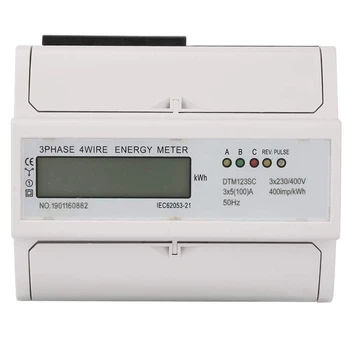 

Three Phase Four Wire LCD Display 5-100A 3xAC230V/400V 50Hz Din Rail Digital Meter Energy Meter KWh Watt Meter