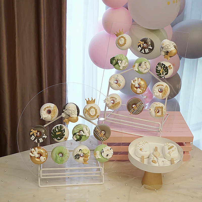 

Donuts stand Acrylic Donuts holders 40cm round/ rectangle racks cake tools table decoration backing showcase ornament