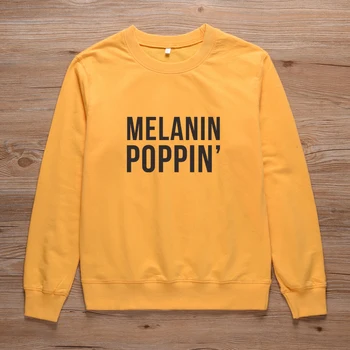 

Melanin Poppin Unisex Sweatshirt Black Culture Style Crewneck Pullovers Women Streetwear Basic Sweatshirts Hoodies Tops
