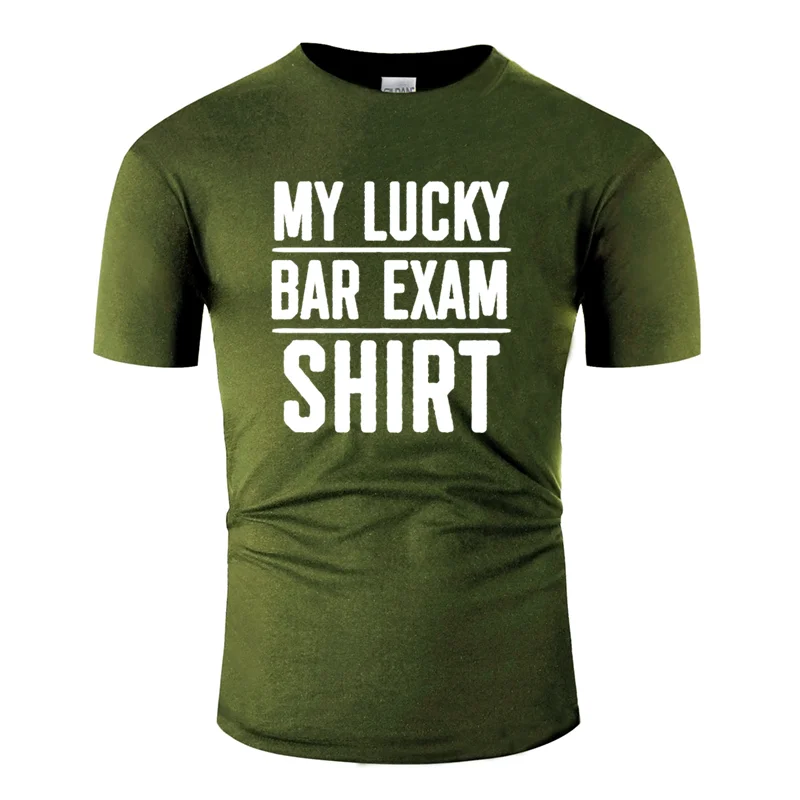 Графическая футболка с надписью «lucky bar exam», забавная Студенческая одежда, футболка, семейные мужские футболки, хлопковые футболки с защитой от морщин