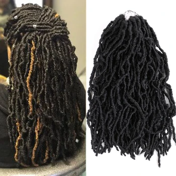 

Aigemei Nu Locs Goddess Faux Locs Curly Ombre Braiding Hair 18Inch 21 strands/pack Synthetic Crochet Braid Hair Exntension