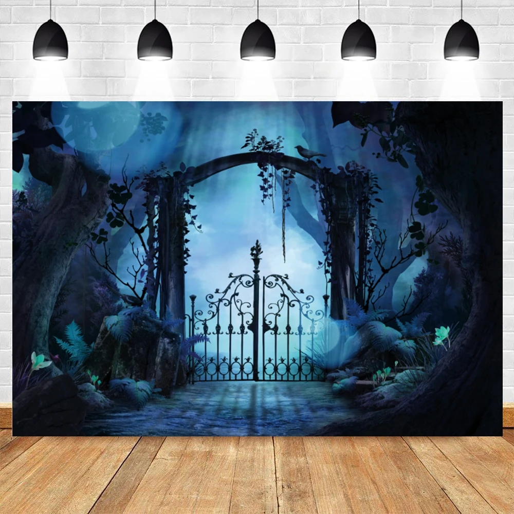 

Yeele Halloween Backdrop Grunge Terror Iron Door Dark Night Mist Baby Portrait Photography Photo Studio Photographic Photozone