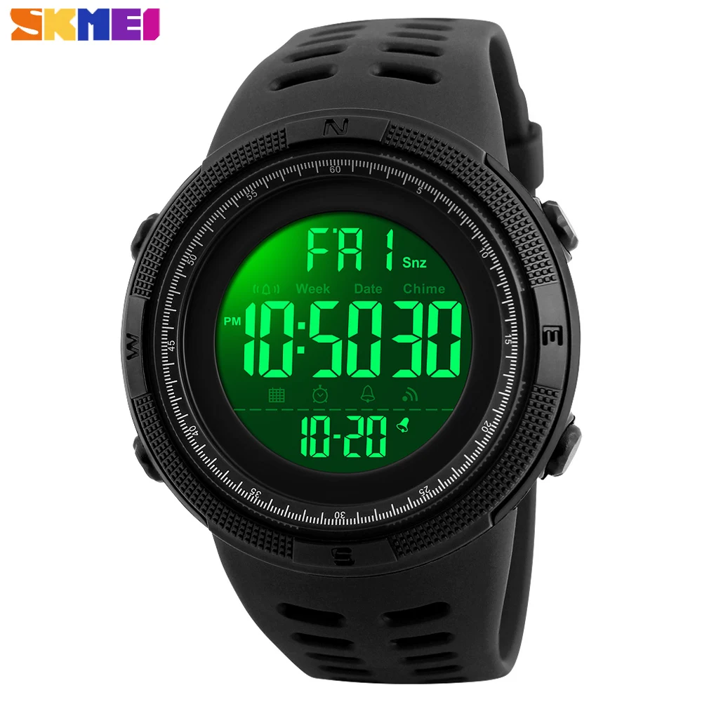 

SKMEI Fashion LED Digital Outdoor Men Sports Watches 1251 Multifunction Waterproof Alarm Chrono Digital Watch reloj hombre