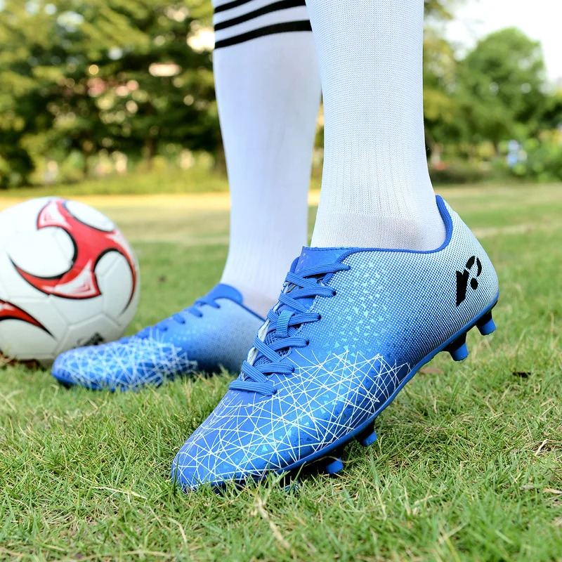 New Fashion Adults Soccer Shoes Outdoors Grass FG Football Shoes and Long Spike Cleats Sport Sneakers Football Boots