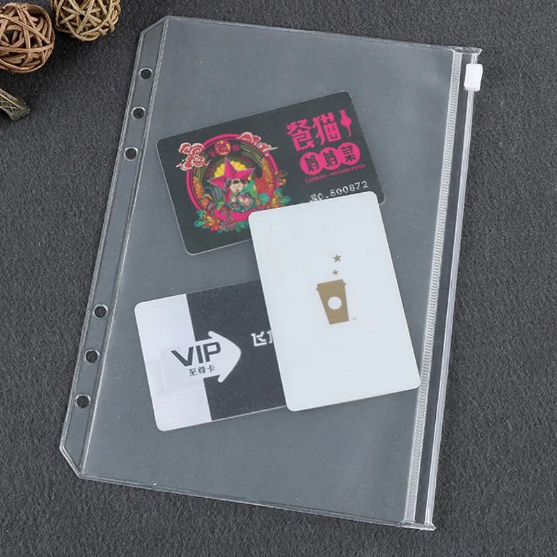 PVC 지퍼 보관 가방, 느슨한 잎 책 정보 가방, DIY 느슨한 잎 내부 코어 보관 책 액세서리, A5, A6, A4, B5, 5 개