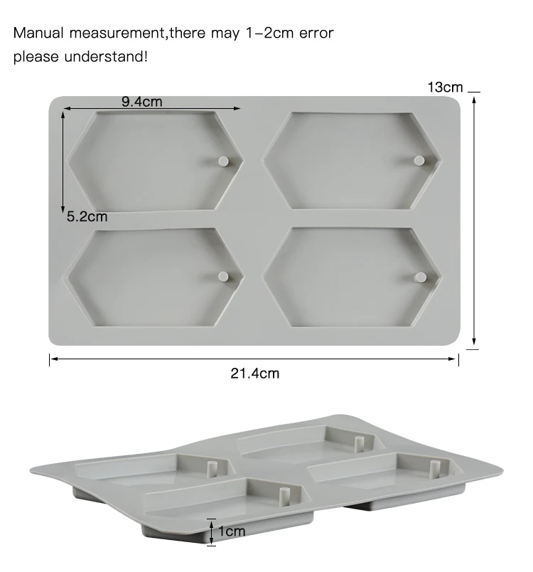 4 Cavity Silicone Scented Wax Tablet Mold For DIY Making Dried Flower Fragrance Wax Tablets,Soaps,Candles,Polygon Shaped