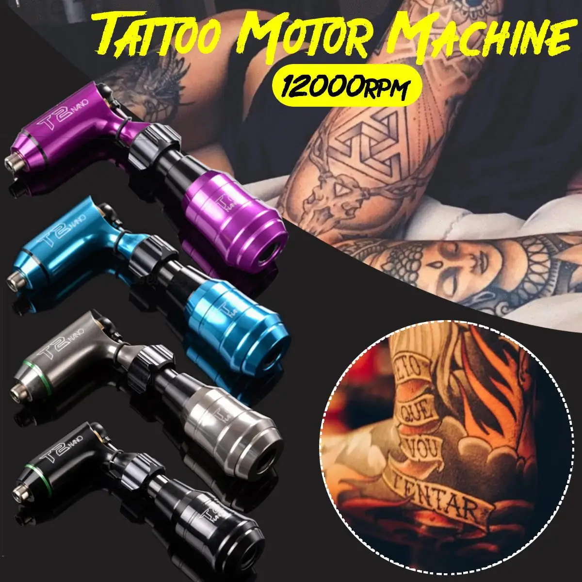 

Cartridge Swiss Motor Blue Rotary Cartridge Tattoo Machine Set Include Cartridge Grip Free RCA Cord Supply Grip Four Color New
