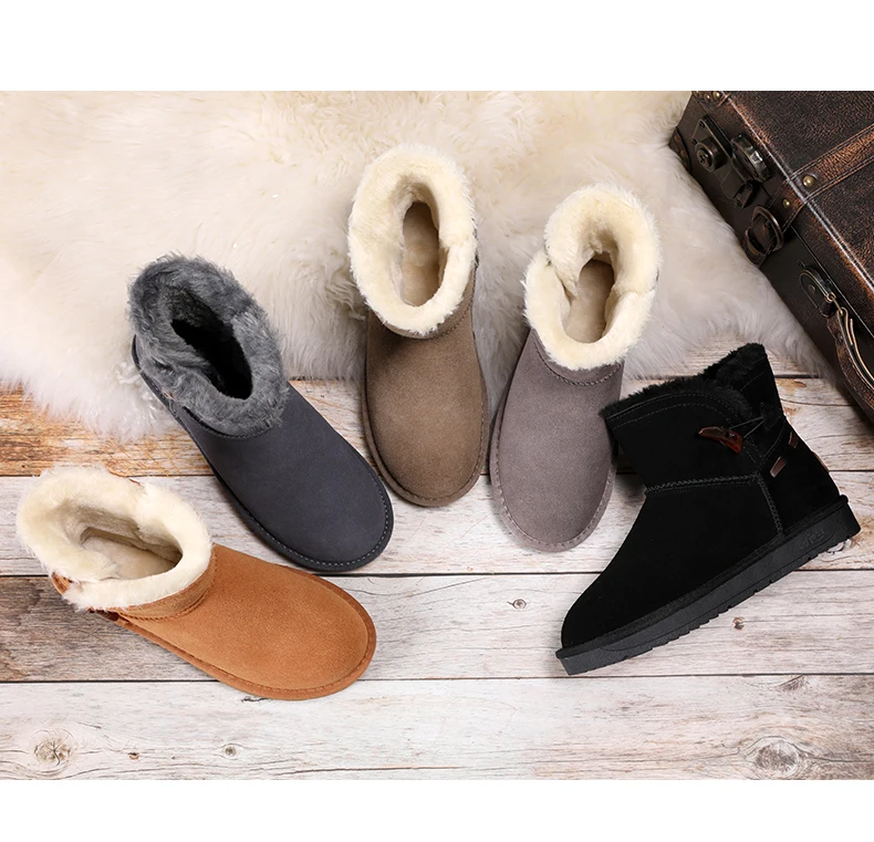 Женские зимние ботинки из натуральной кожи; Теплые Зимние ботильоны высокого качества с толстой подошвой; женские водонепроницаемые ботинки на платформе; Botas Mujer