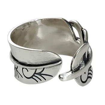 

Punk Silver Color Big Leaf Finger Rings For Women Antique Ring Christmas Gifts Jewelry 2020