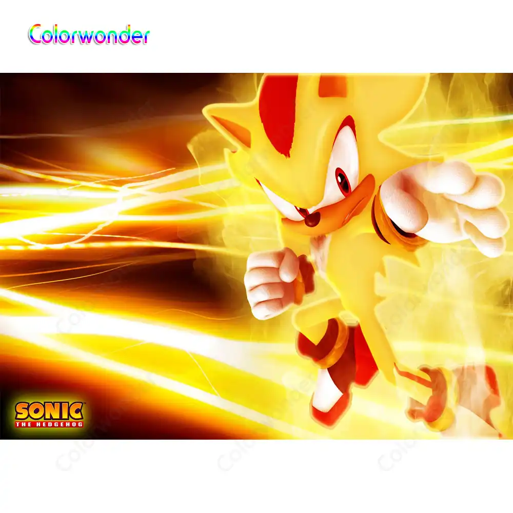 漫画のキャラクター写真撮影黄色スーパーソニック ザ 怒っ顔グリッターライトダークナイトの背景ゲームテーマ Background Aliexpress