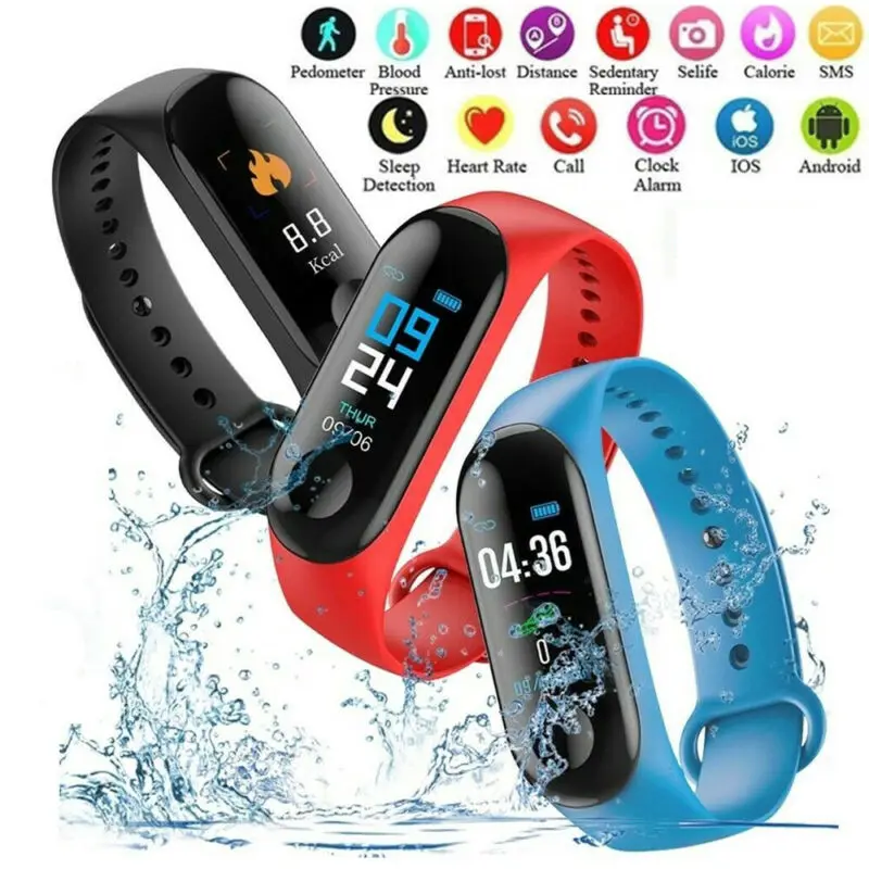 

M3 Bluetooth Smart Watch Bracelet Heart Rate & Blood Pressure Monitor Fitness Tracker Sport Wristbands