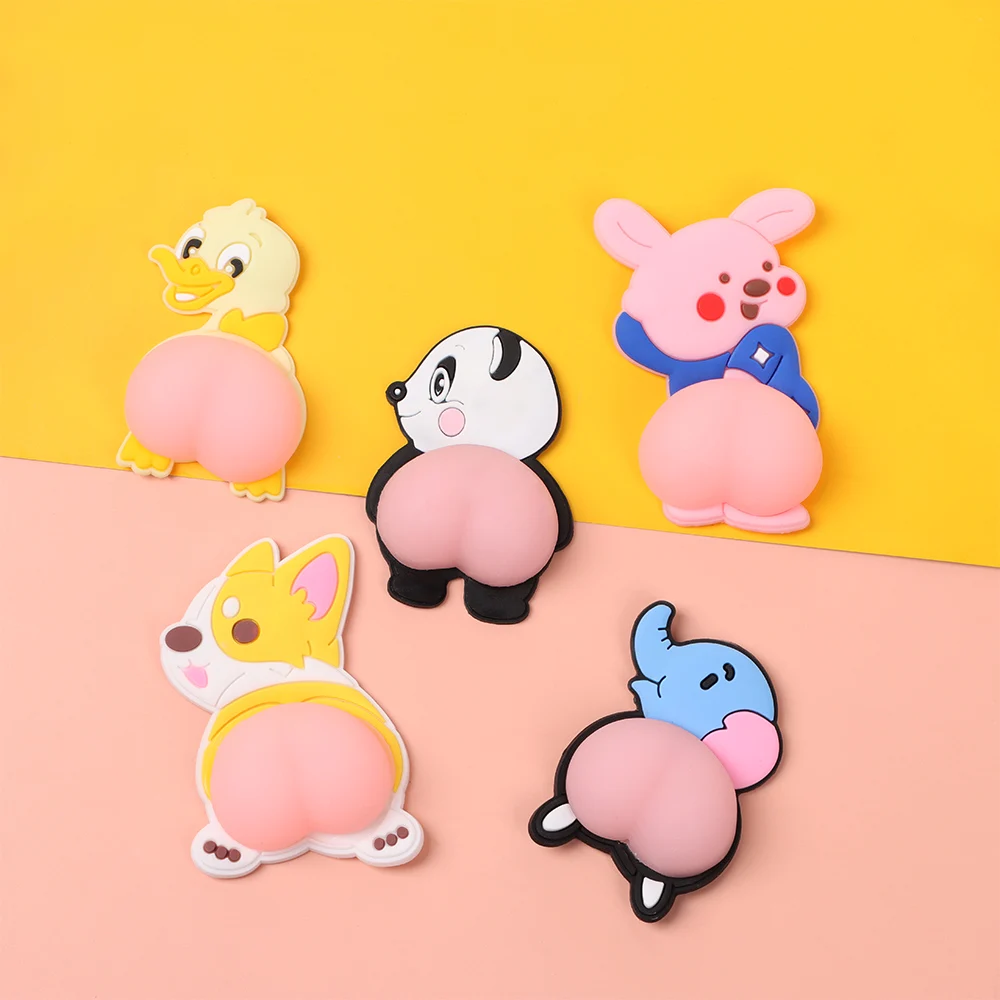 Cartoon animal 3D silicone butt anti-collision door stop stickers avoidance collision phone decor car bumper anti-scratch 1 Pair