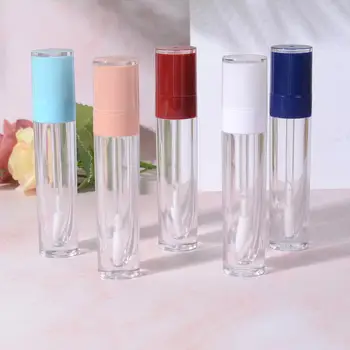 

5 Pieces 6ml Empty Lip Gloss Tube With Glitter Pink Cap Plastic Lip Glaze Bottle Sample Vials Cosmetics Container