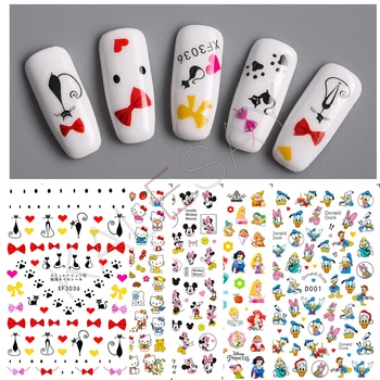 

3D Nail Art Sticker for Nails Manicure Design Decals Cat Bow Back Glue DIY Transfer Foil Nail Art Decals Decoration Tips