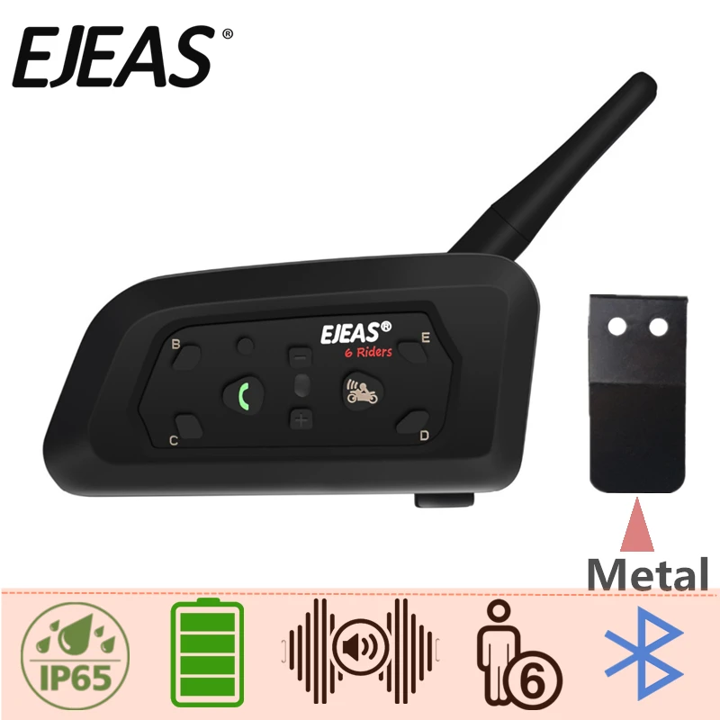 Cena EJEAS V6 Pro domofon Moto bezprzewodowy zestaw słuchawkowy bluetooth do kasku Boomed mikrofon metalowy zacisk USB 850mAh 6 Rider 1200M wodoodporny