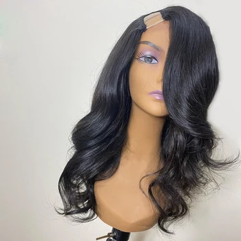 

Natural Wave U Part Wig Glueless Human Hair Beautiful Black 100% Indian Human Hair U Shaped Wig For Women Middle/Left/Right/Part