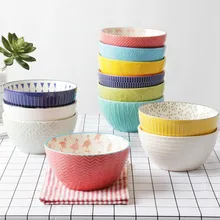 Творческий корейский цветной Керамика чаша керамическая мозаика неглазурованный цветные термостойкие 6-дюймовый салатник, Household супница