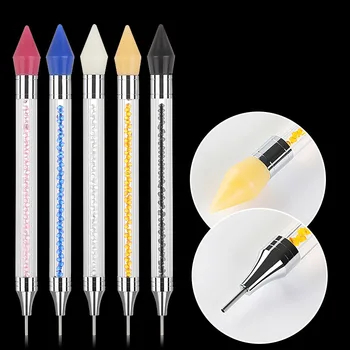 

Dual-ended Silicone Head Nail Art Dotting Pen Crystal Rhinestone Picker Tools Wax Pencil Nails Brush Manicure Tools