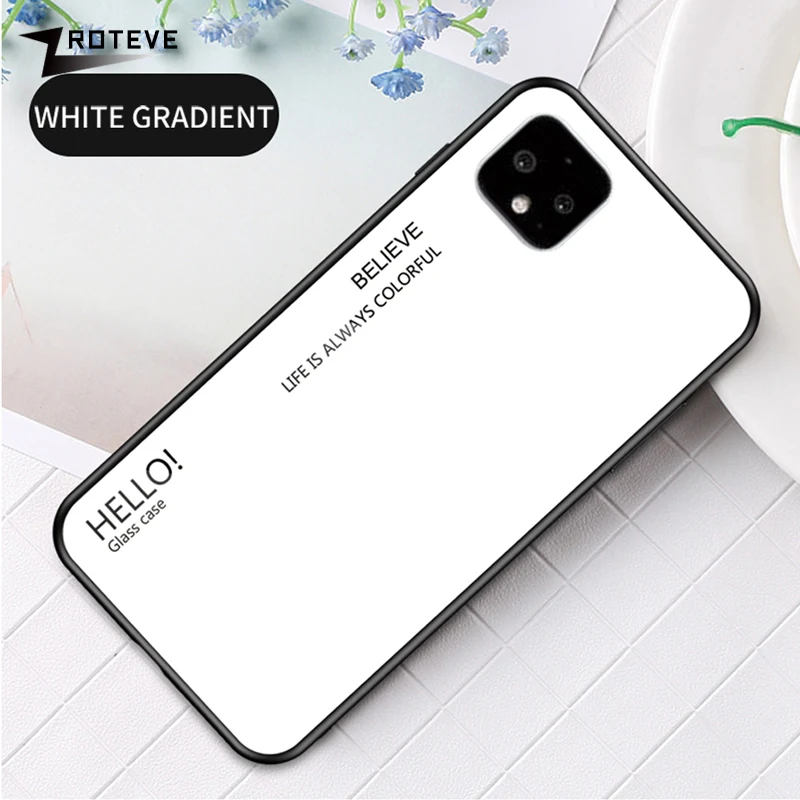 

ZROTEVE Cover For Google Pixel 4 XL Case Glass Back Cover For Google Pixel 4 Case Silicone Tempered Glass Back Cover Pixel 4 XL