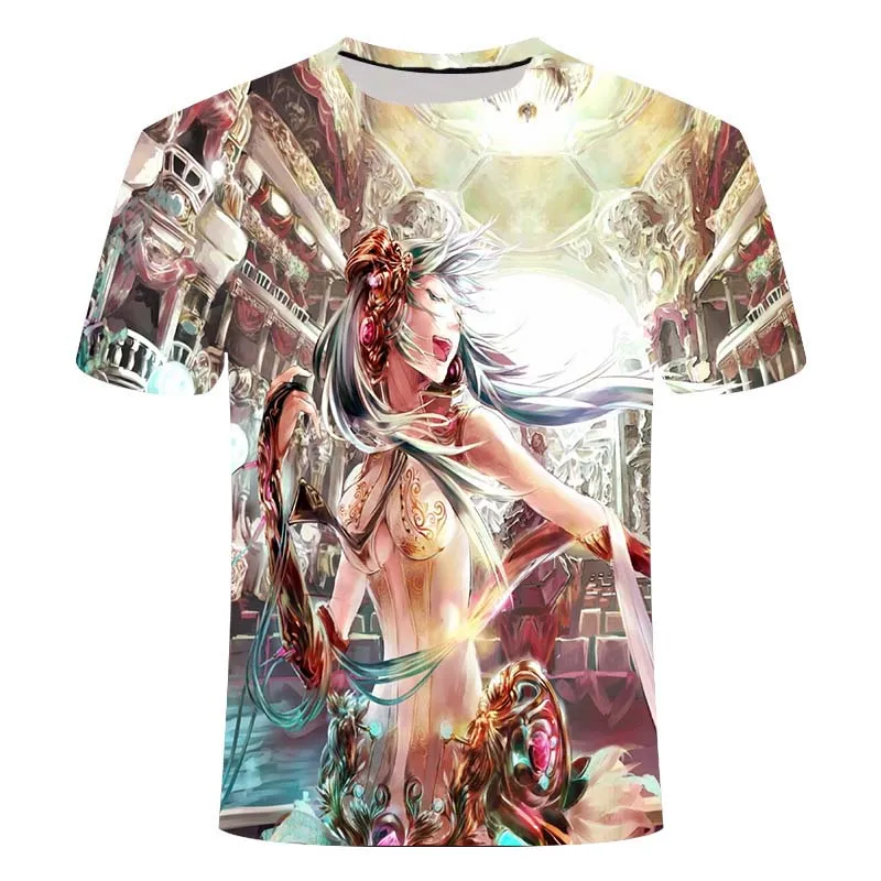 Summer 2020 new short-sleeved T-shirt cute girl Hatsune Miku anime 3D printed pattern front and back tee summer versat | Мужская одежда