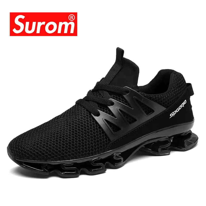SUROM/мужские кроссовки; коллекция года; сезон весна; Новинка; модная мужская обувь; дышащая эластичная износостойкая подошва; спортивная обувь для мужчин; большие размеры 38-48
