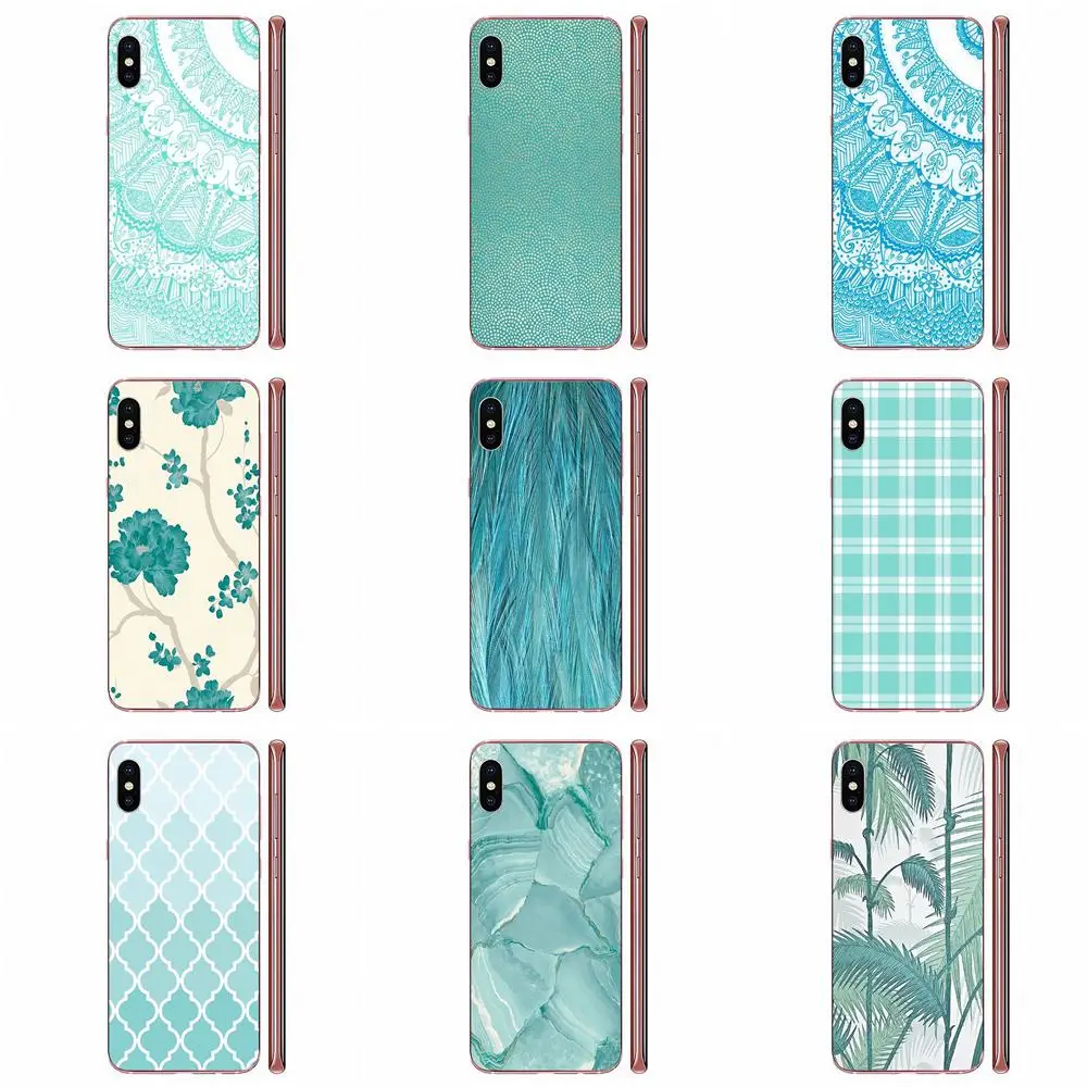 Teal & Aqua Botanical On для iPhone SE2020 11 Plus Pro X XS Max XR 8 7 6S SE 4S 5 5C 5S TPU мобильный телефон чехол |